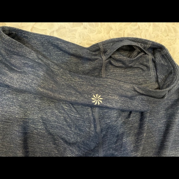 Athleta Shimmer Chaturanga Running Tights Yoga Barre Leggings Blue XS Gym Wear - Picture 6 of 8